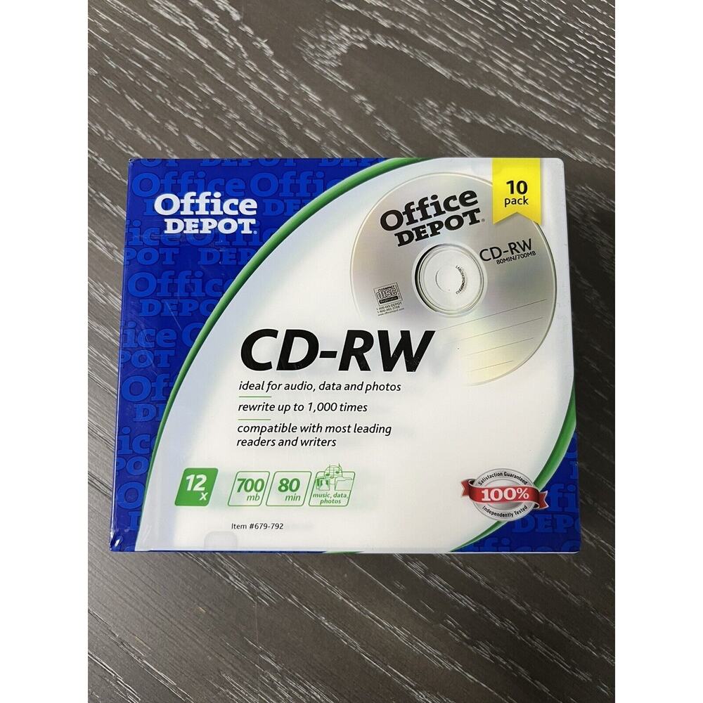 CD-RW (10 Pack) Office Depot 12x 700 MB 80 Min, New and Sealed